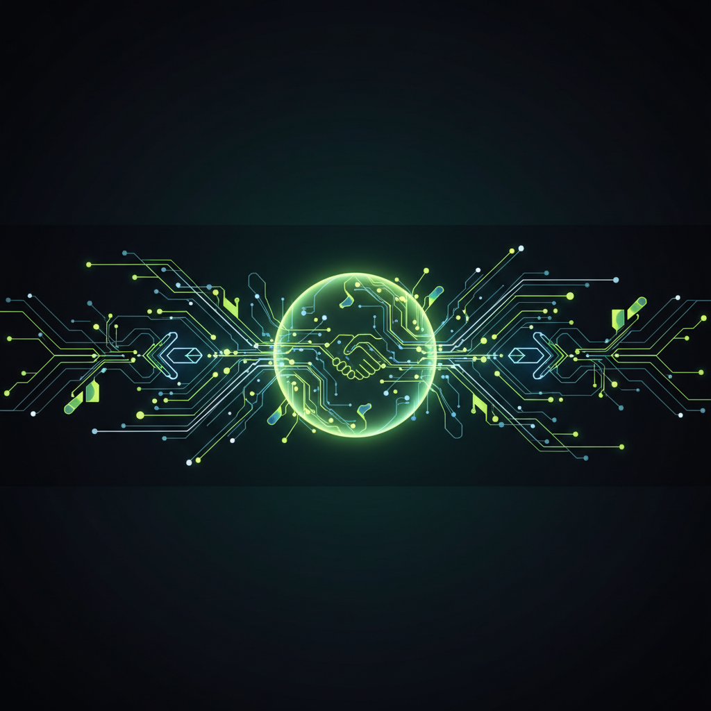 Executive call to action glowing network ecosystem