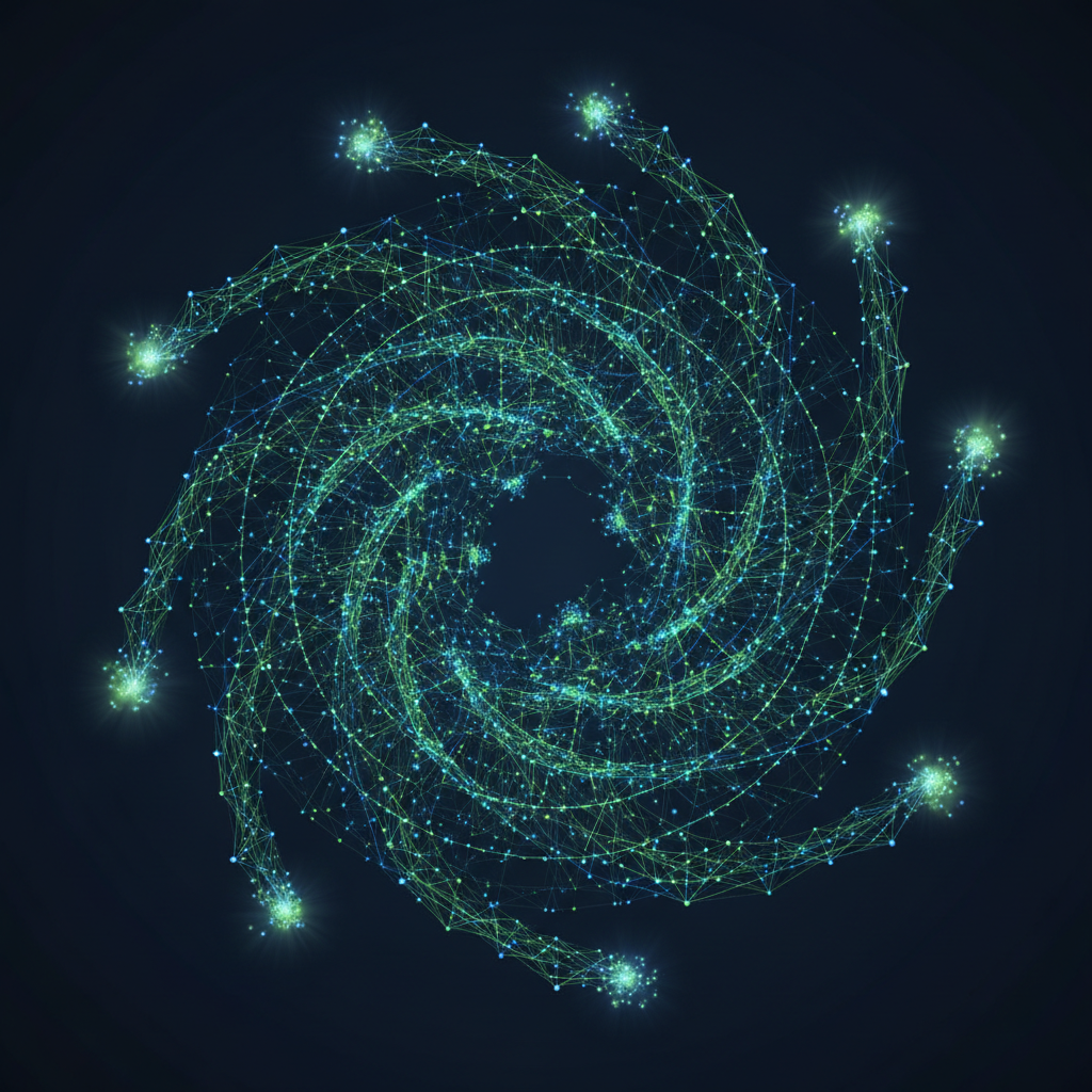 Interconnected nodes expanding from central core